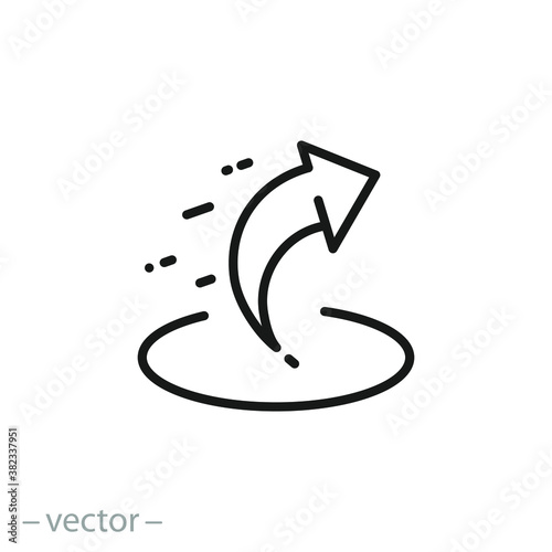 share or send icon, social media post, arrow button, thin line web symbol on white background - editable stroke vector illustration eps10