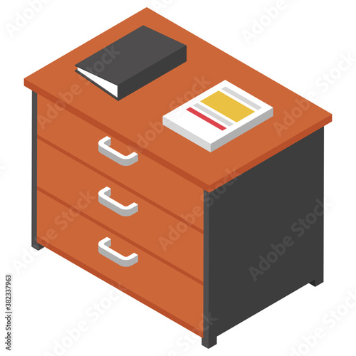  Drawer isometric icon design, cabinet 