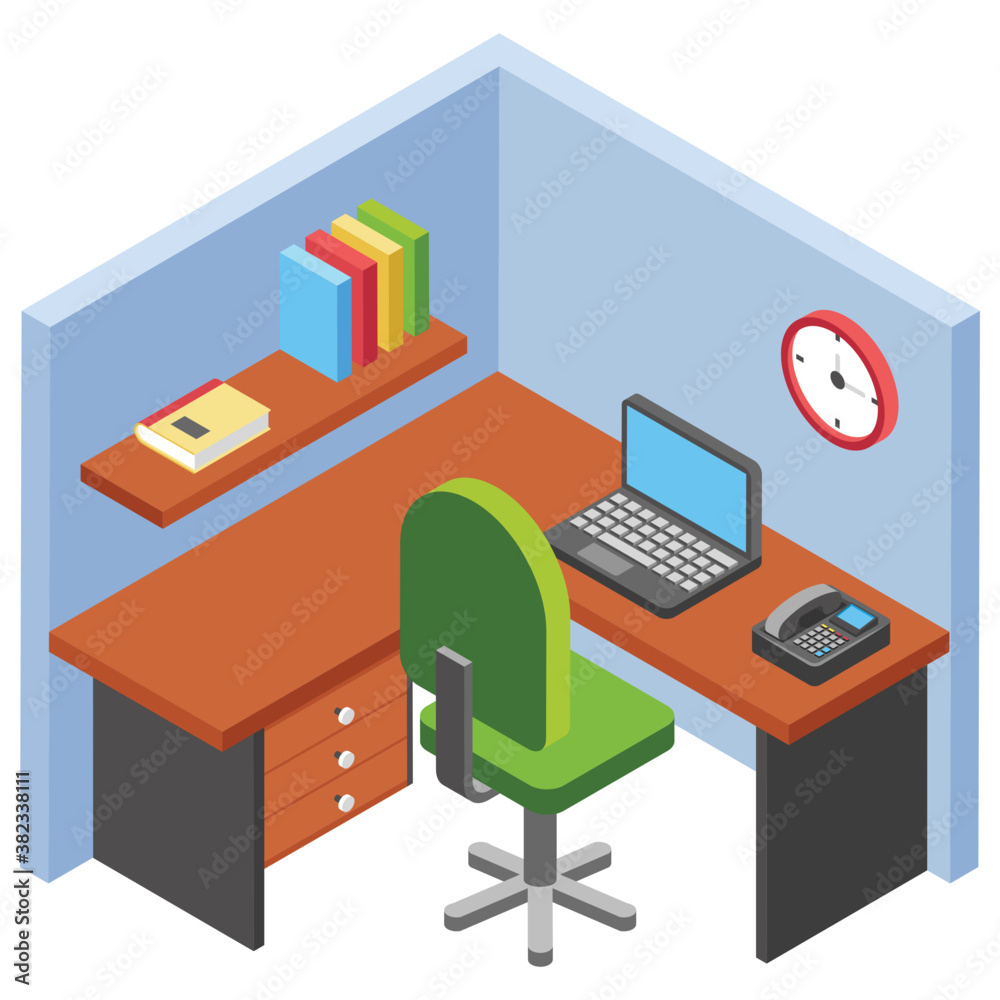 Office workplace, employer table flat icon
Office workplace, employer table flat icon