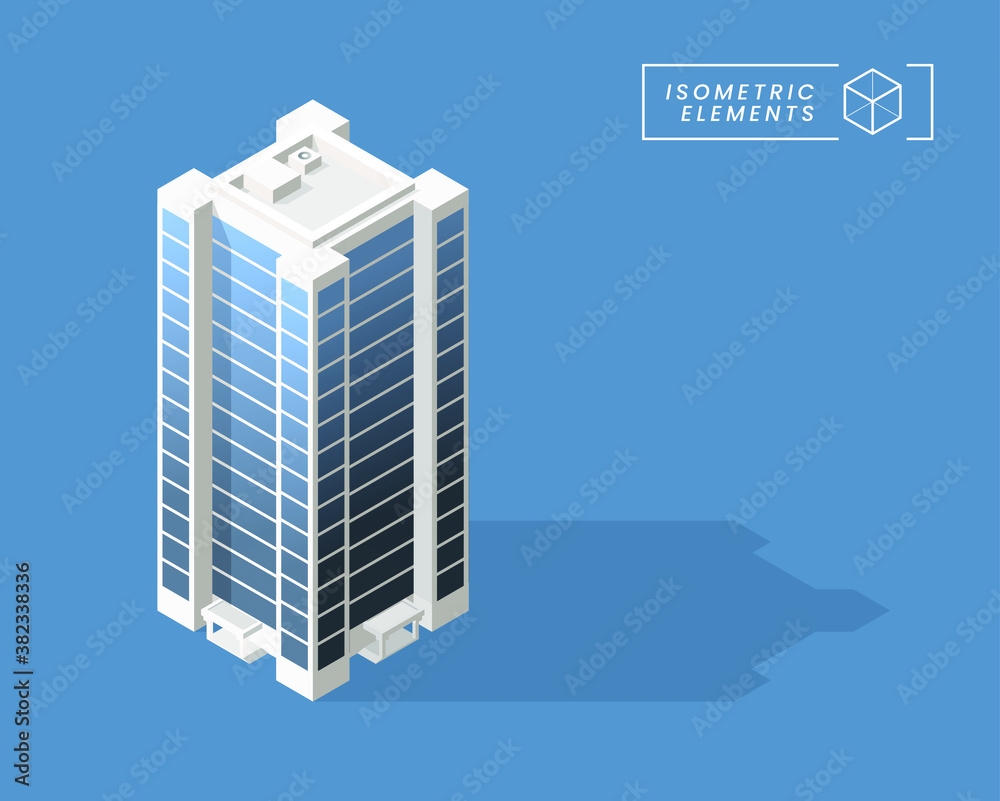 Isometric High Quality City Building with Shadows on Background . Isolated Vector Elements Isometric High Quality City Building with Shadows on Background . Isolated Vector Elements