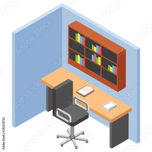  Employee desk, person working flat icon   © Vectors Market
