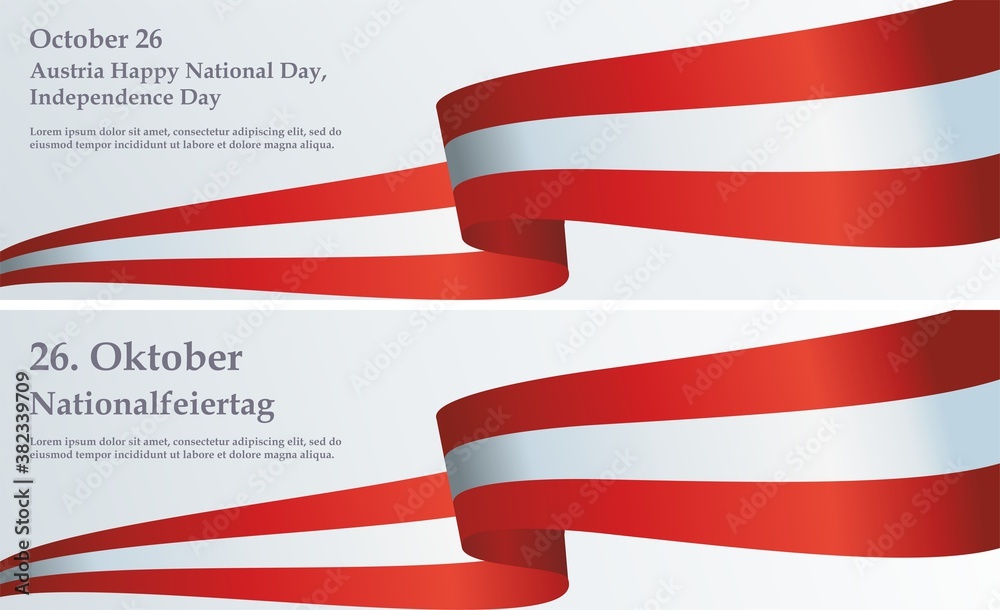 Obraz premium Flag of Austria, Declaration of Neutrality, Austria Independence Day, 26 October. Bright, colorful vector illustration
