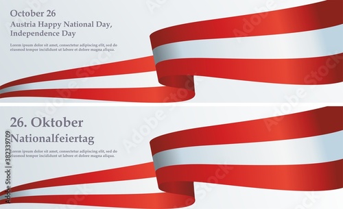 Flag of Austria, Declaration of Neutrality, Austria Independence Day, 26 October. Bright, colorful vector illustration