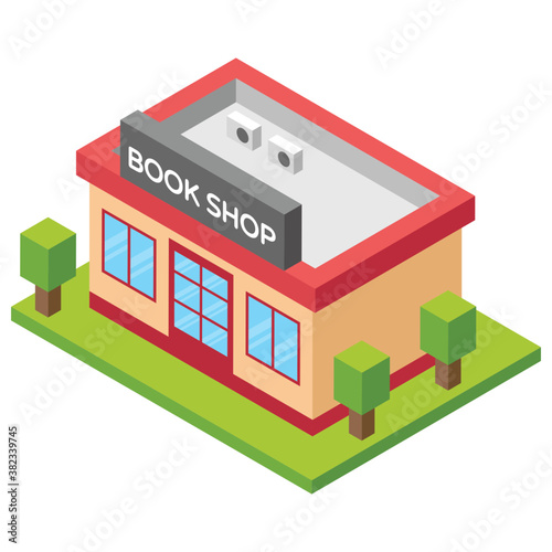 
Book shop flat icon design, book store 
