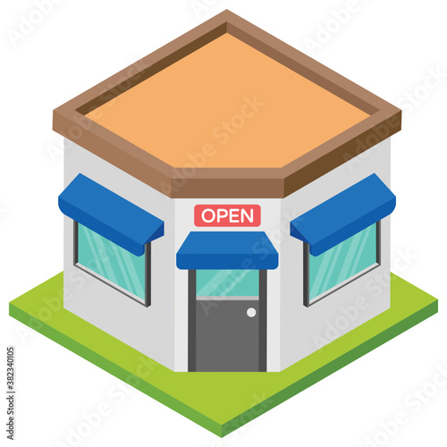 
Mini mart building flat icon design 
