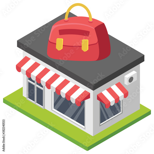 
Ladies bag shop flat icon design 
