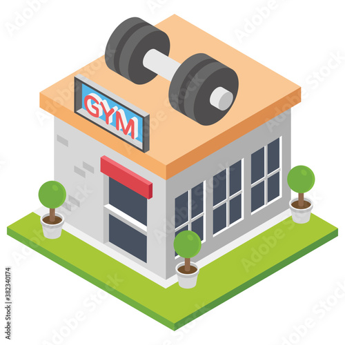 
Gym for body fitness flat icon 
