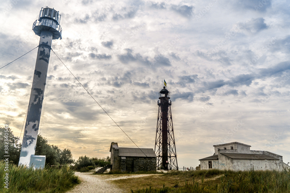 Lighthouse on  Dzharylhach island, Ukraine