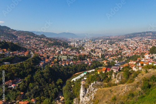 Panoramic view of the city of Sarajevo from the top of the hill. Bosnia and Herzegovina © Shyshko Oleksandr