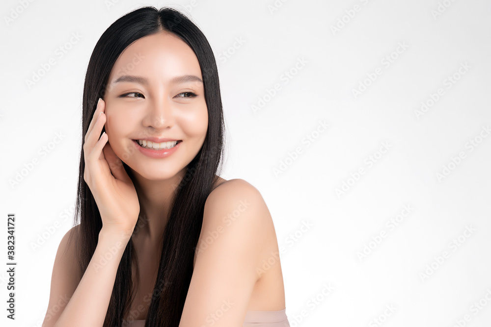 Beautiful young asian woman with clean fresh skin on white background, Face care, Facial treatment, Cosmetology, beauty and spa, Asian women portrait Beautiful young asian woman with clean fresh skin on white background, Face care, Facial treatment, Cosmetology, beauty and spa, Asian women portrait