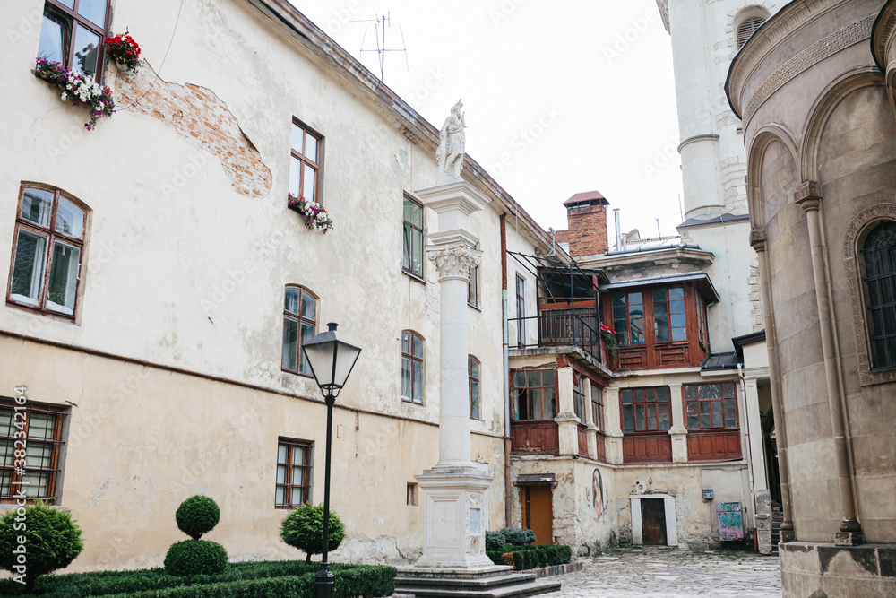 old architecture building city of Lviv Ukraine historical town center