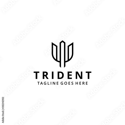 Illustration abstract modern trident king sea sign logo design template photo
