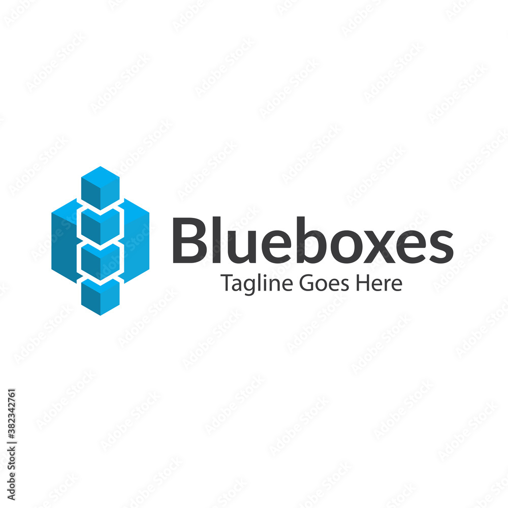 Abstract Blue Boxes Logo Design Template for Business Abstract Blue Boxes Logo Design Template for Business
