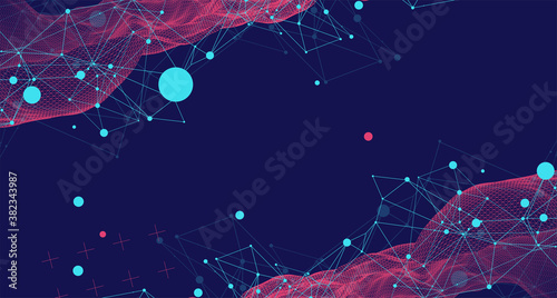 Wireframe background with plexus effect. Futuristic vector illustration.