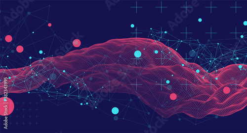 Wireframe background with plexus effect. Futuristic vector illustration.