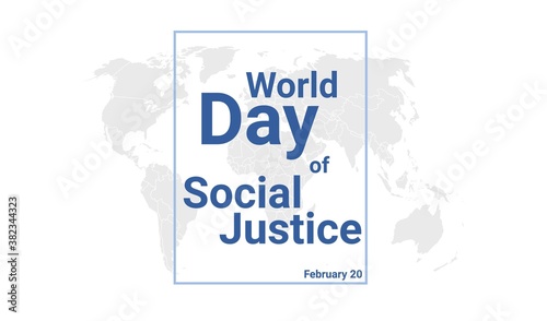 World Day of Social Justice international holiday card. February 20 graphic poster