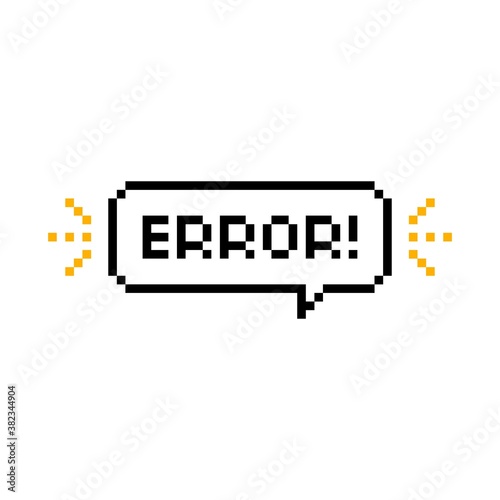 Pixel art 8-bit speech bubble saying error icon - editable isolated vector illustration