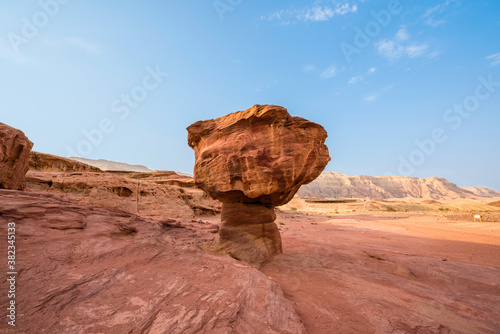 Sculpture of a Muchroom made by nature in the Arava Valley near Eilat. Timna Park. Israel.  photo