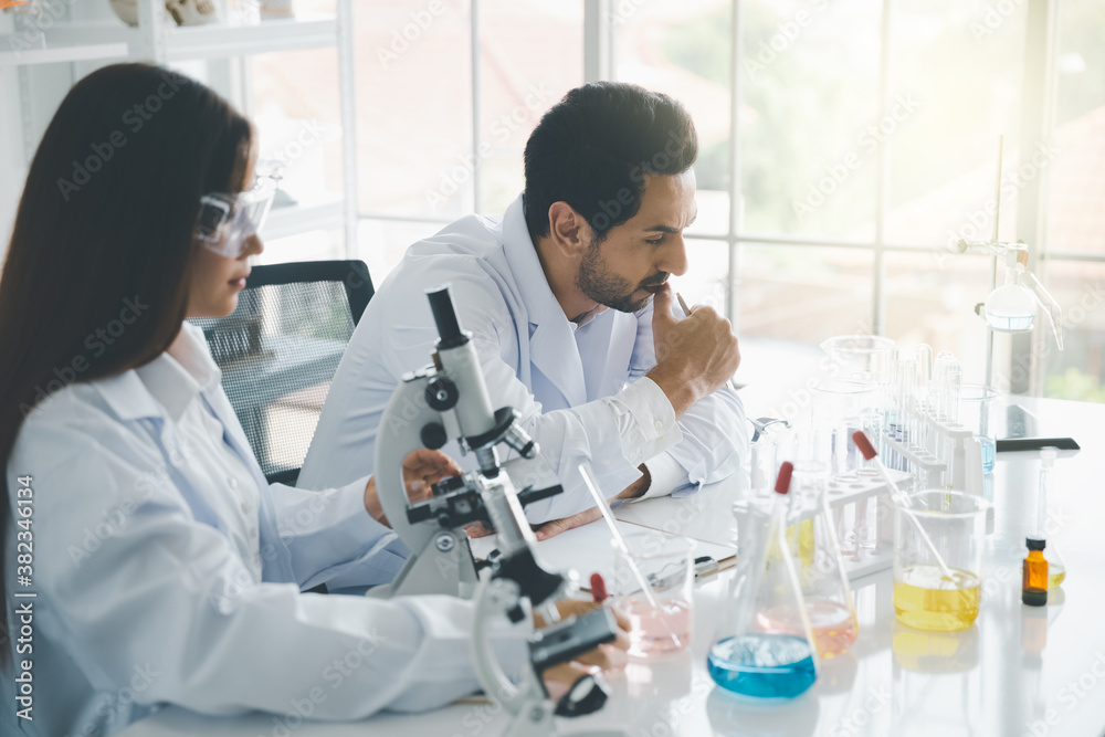 laboratory research concept with double exposure effect laboratory research concept with double exposure effect