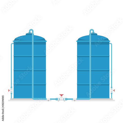 Water tank vector. water tank on white background. tap vector. Hose.