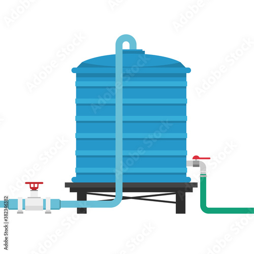 Water tank vector. water tank on white background. tap vector. Hose.