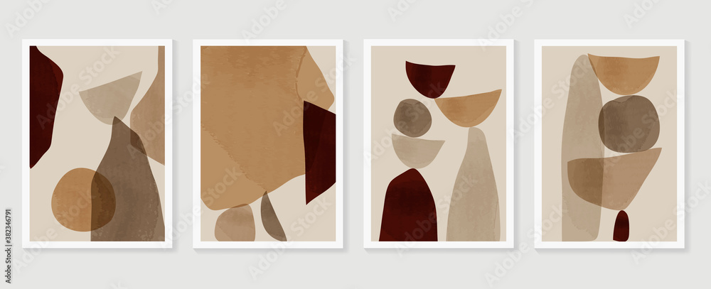 Abstract wall art vector collection.  Abstract organic shape Art design for poster, print, cover, wallpaper, Minimal and  natural wall art. Vector illustration..
