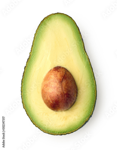 Foto Half of fresh ripe avocado isolated on white background