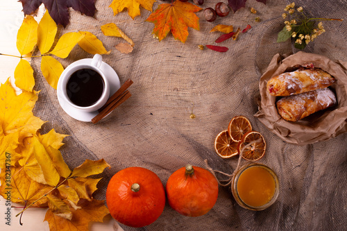 coffee and autumn harvest concept