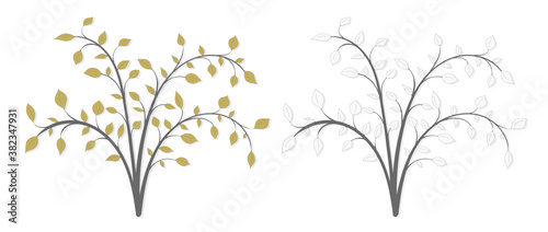 Drawing of a shrub plant in gray vintage style on a white background