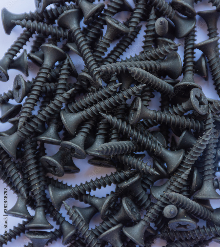 Close up of threaded wood screws