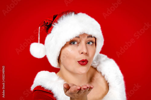 Santa Claus woman and free space for your decoration 