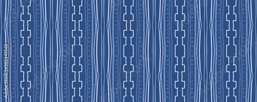Indigo Ethnic Ornament. Seamless African Fabric 