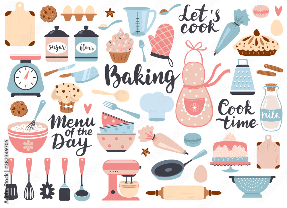 Bakery and cooking set kitchen utensils icons Perfect for Bakery and cooking set kitchen utensils icons Perfect for