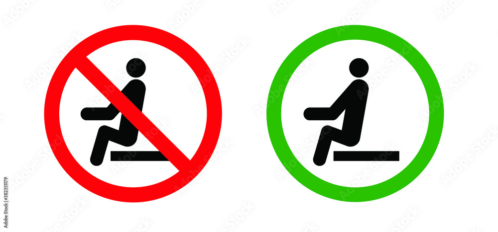 Caution signboard, Safety icon. Do not lean on door, glass, wall, gate or railing. Don’t sit here on stairs or climp. Vector stickman climb, Signs for climbing on balustradeor barrier. Do not enter Caution signboard, Safety icon. Do not lean on door, glass, wall, gate or railing. Don’t sit here on stairs or climp. Vector stickman climb, Signs for climbing on balustradeor barrier. Do not enter