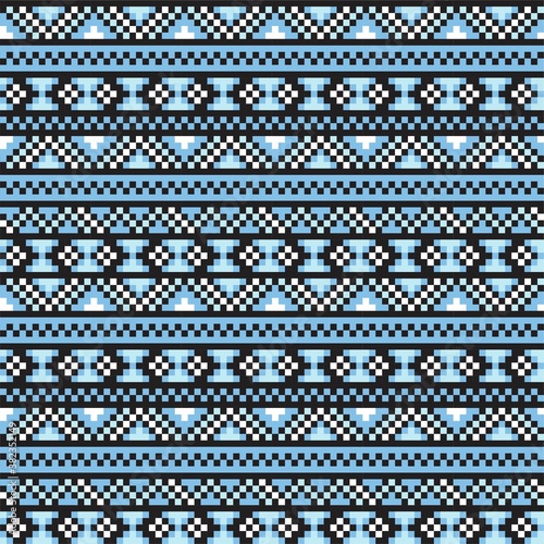 Sky Blue Christmas Fair Isle Seamless Pattern Background