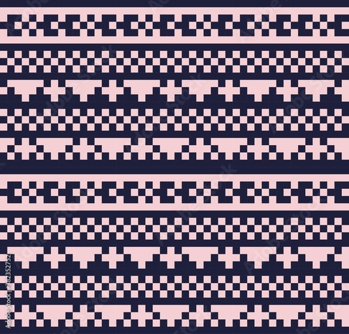 Pink Navy Christmas Fair Isle Seamless Pattern Background