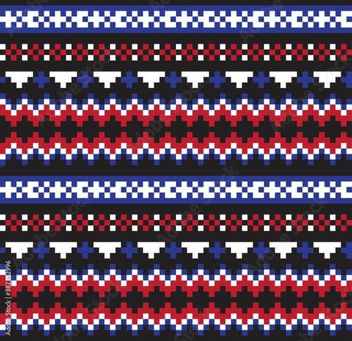 Red Christmas Fair Isle Seamless Pattern Background