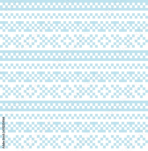 Sky Blue Christmas Fair Isle Seamless Pattern Background