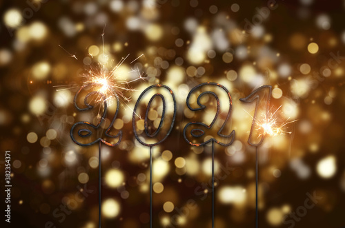 Happy New Year 2021 sparks text background