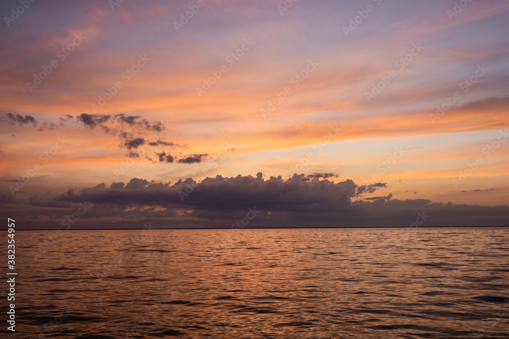 Landscape of cloudy sky and sea at dawn