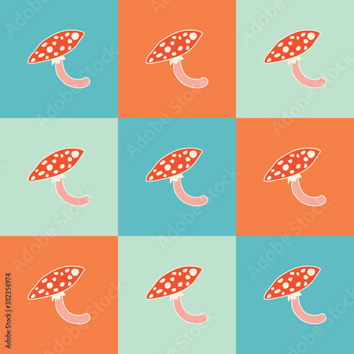 Cute vector pattern with mushrooms