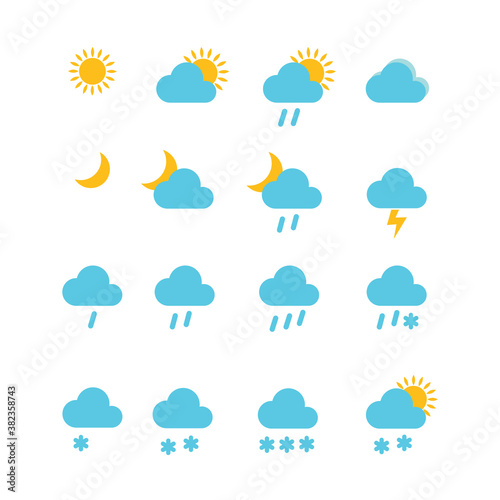 Weather colored line icons set isolated on white background