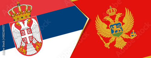 Serbia and Montenegro flags, two vector flags.