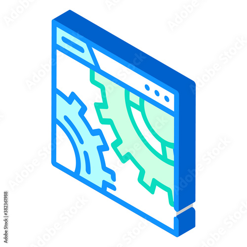 settings and seo optimization working mechanism isometric icon vector illustration
