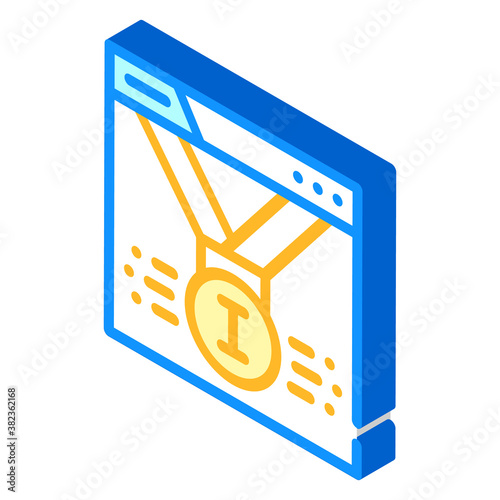quality first place search seo optimization isometric icon vector illustration