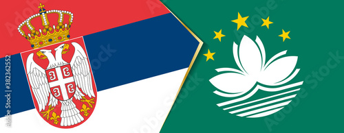 Serbia and Macau flags, two vector flags.