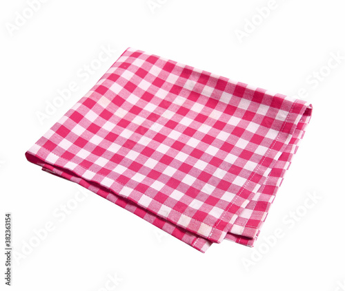 Picnic checkered folded towel isolated on white.Food decoration element.