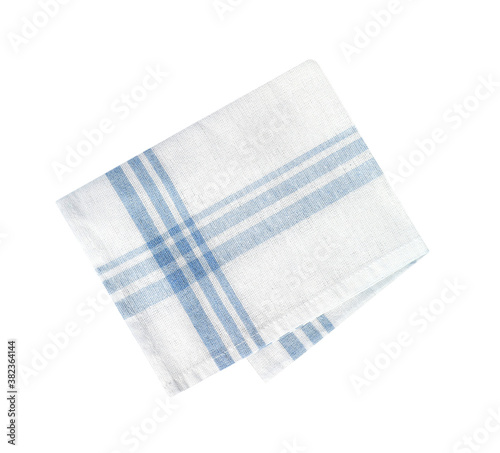 Folded kitchen towel isolated on white.Domestic cloth,napkin.