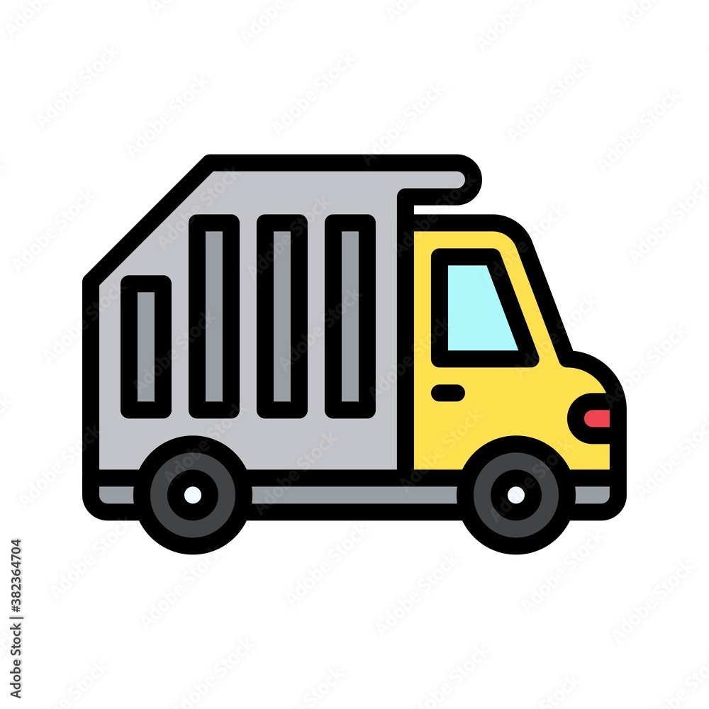 transportation icons related trash truck and lights vectors with editable stroke,