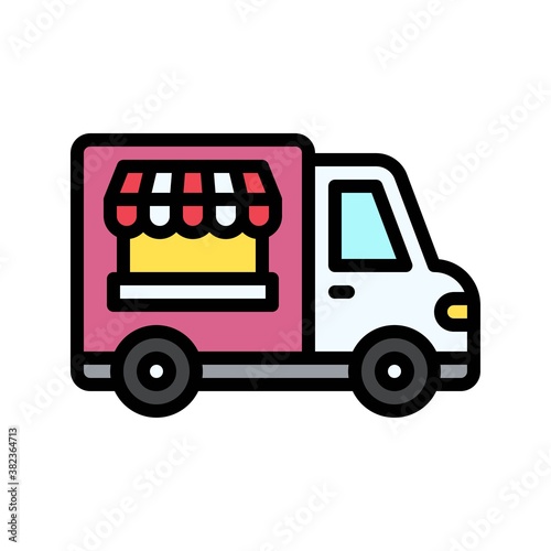 transportation icons related van shop for public vectors with editable stroke,